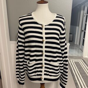NWOT Lillusory Striped Black and White Women's Sweater Cardigan Size M